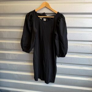 Nation LTD Calissa Black Back Bow Puff Sleeve Dress